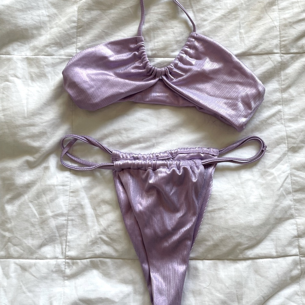 SHEIN silky purple bikini